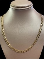 14kt Gold 26" Large Figaro Link Necklace *Heavy