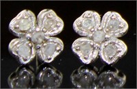 Genuine Diamond Flower Earrings