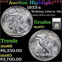 *Highlight* 1933-s Walking Liberty 50c Graded ms65