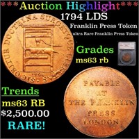 *Highlight* 1794 LDS Franklin Press Token Graded m