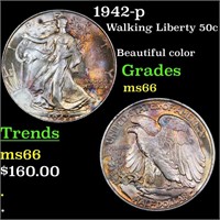 1942-p Walking Liberty 50c Grades GEM+ Unc