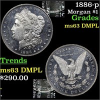 1886-p Morgan $1 Grades Select Unc DMPL