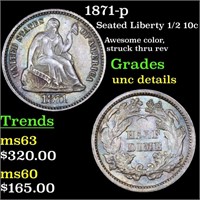 1871-p Seated Liberty 1/2 10c Grades Unc Details