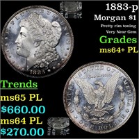 1883-p Morgan $1 Grades Choice Unc+ PL
