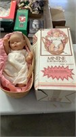 Minene Baby Doll in Basket w/ Box