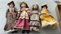 4 Porcelain Dolls