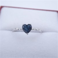 Blue Sapphire & Diamond Ring-New