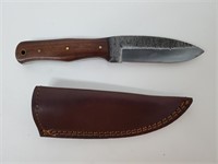 Wooden Handle Knife w/Leather Sheath