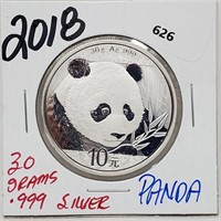 2018 30G .999 Silver Panda 10Y