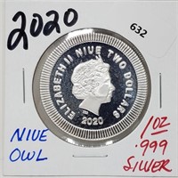 2020 1oz .999 Silver $2 Nive Owl