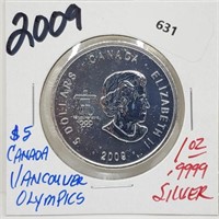 2009 1oz .999 Silver Canada $5 Vancouver Olympics