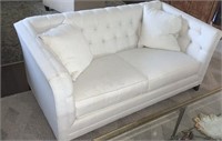 Thomasville ivory loveseat. With 2 throw pillows