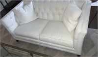 Thomasville white/ ivory loveseat with two throw