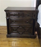 Dark wooden nightstand chest with 3
