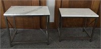 Set of two chrome and marble nightstands/end
