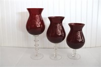Imperial Ruby Crystal  Candle Holders 10 to 14 1/2