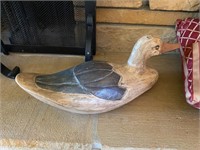 wooden mallard duck decor white wash black accent