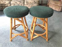 Matching Wooden Swivel Stools w/ Cushion