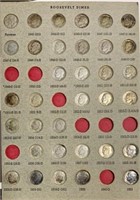Display Card of 34 Assorted Roosevelt Silver Dimes