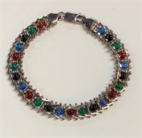 Italian Sterling Multi Color Beads Bracelet