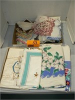 VINTAGE HANKIES, NEW DAMASK TABLE LINENS, 3