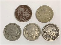 5 Assorted Indian Head Nickels