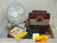 FLAT WITH VINTAGE EMERSON RADIO, SMALL FAN, NEW