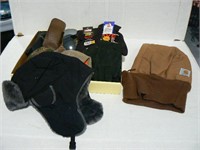 LARGE FLAT WITH ASSORTED HATS, GLOVES,