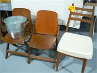 2 VINTAGE MILITARY WOODEN FOLDING CHAIRS, MID