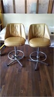 2 Vintage barstools - some wear on seats (37.5