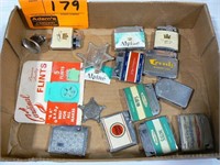 FLAT OF OLD ADVERTISING CIGARETTE LIGHTERS