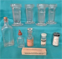 10 PC VINTAGE MEDICAL CONTAINERS/ BOTTLES
