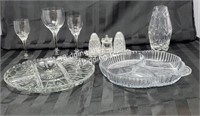 Assorted Crystal & Glass Serving piece Lot-F