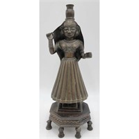Fine & Large Indian Bronze Figural Lamp 18-19th C
