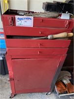 Red Portable Toolbox with Assorted Tools