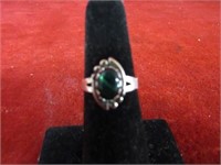 Sterling Silver ring. Green stone.
