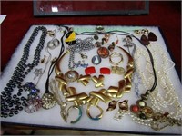Showcase of Jewelry. Necklaces, etc.