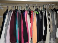 CLOTHING ON RACK- HOODIES- JACKETS AND SUCH