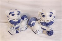 2  Porcelain Chinese Dragons