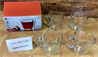 Set of 4 Square Glass Mugs (14 oz)