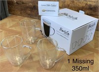 3 Glass Bistro Mugs