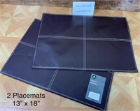 2 Faux Leather Placemats - Brown (13" x 18")