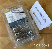 Package of 12 Decorative Shower Curtain Hooks