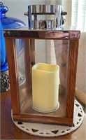 Glass & Wooden Lantern Candle Box