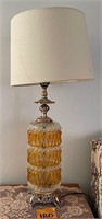 Fancy Yellow & Clear Glass Table Lamp