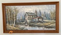 Grist Mill Oil Painted Sofa Picture