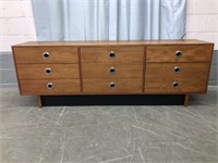 TEAK VENEER 9 DRAWER DRESSER