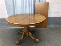 OAK DINING TABLE WITH CLAW FOOT BASE