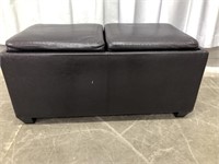 FAUX LEATHER STORAGE OTTOMAN