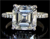 Platinum 6.64 ct  Asscher Cut Diamond Ring